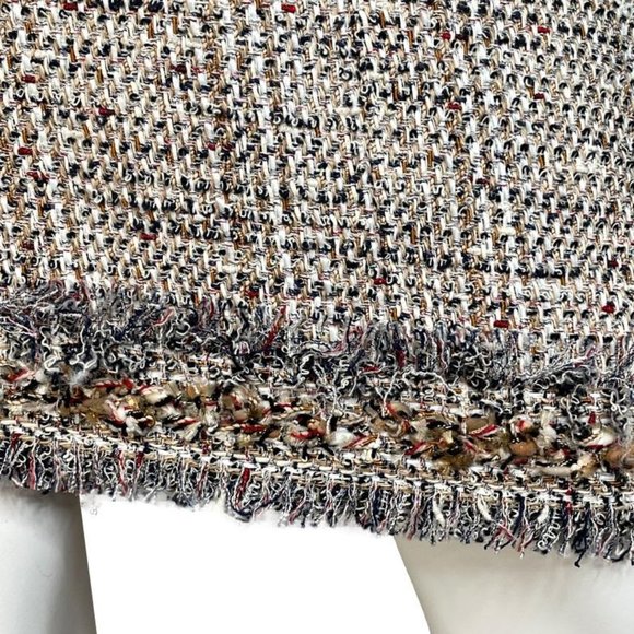 CHANEL 10P Ivory & Multi Colored Tweed Lesage Fringe Hem Pencil Skirt - Picture 6 of 12
